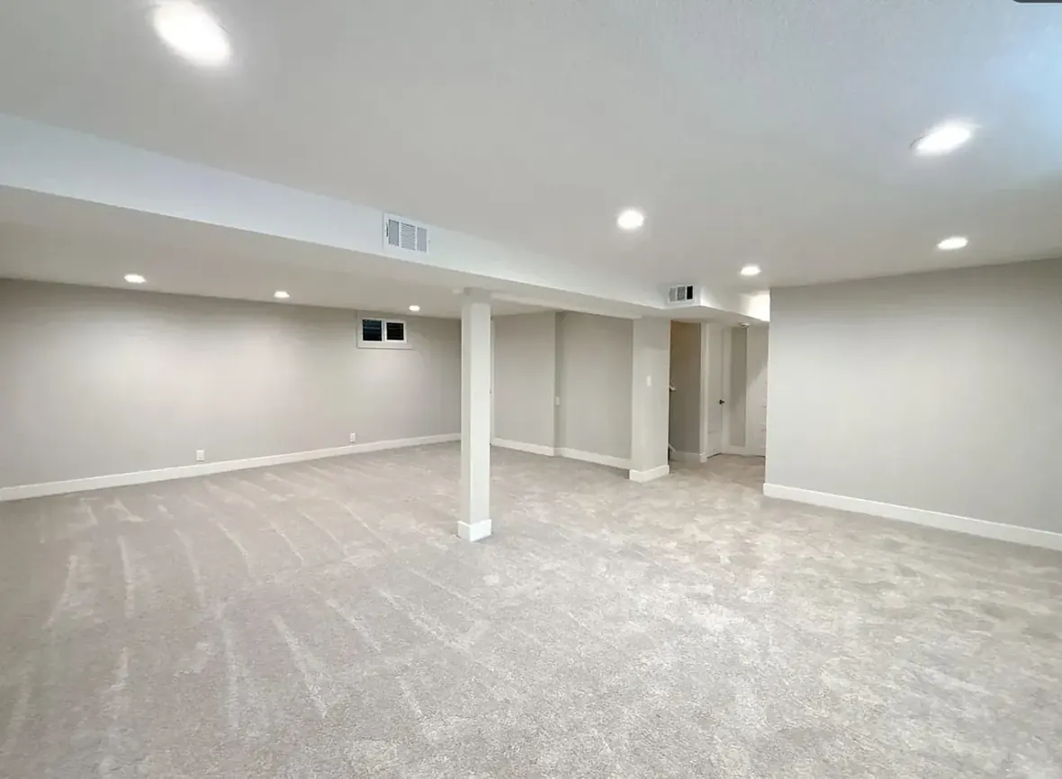 The same basement later, cleared and finished